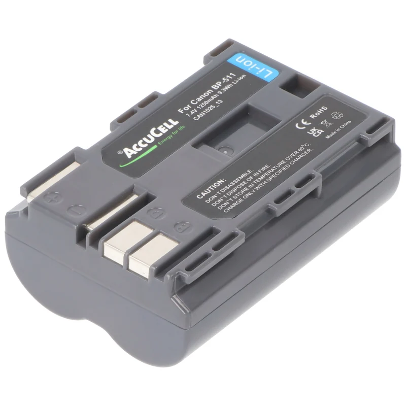 AccuCell Akku passend für Canon BP-511 Akku BP-511A, BP-508, BP-512, BP-514