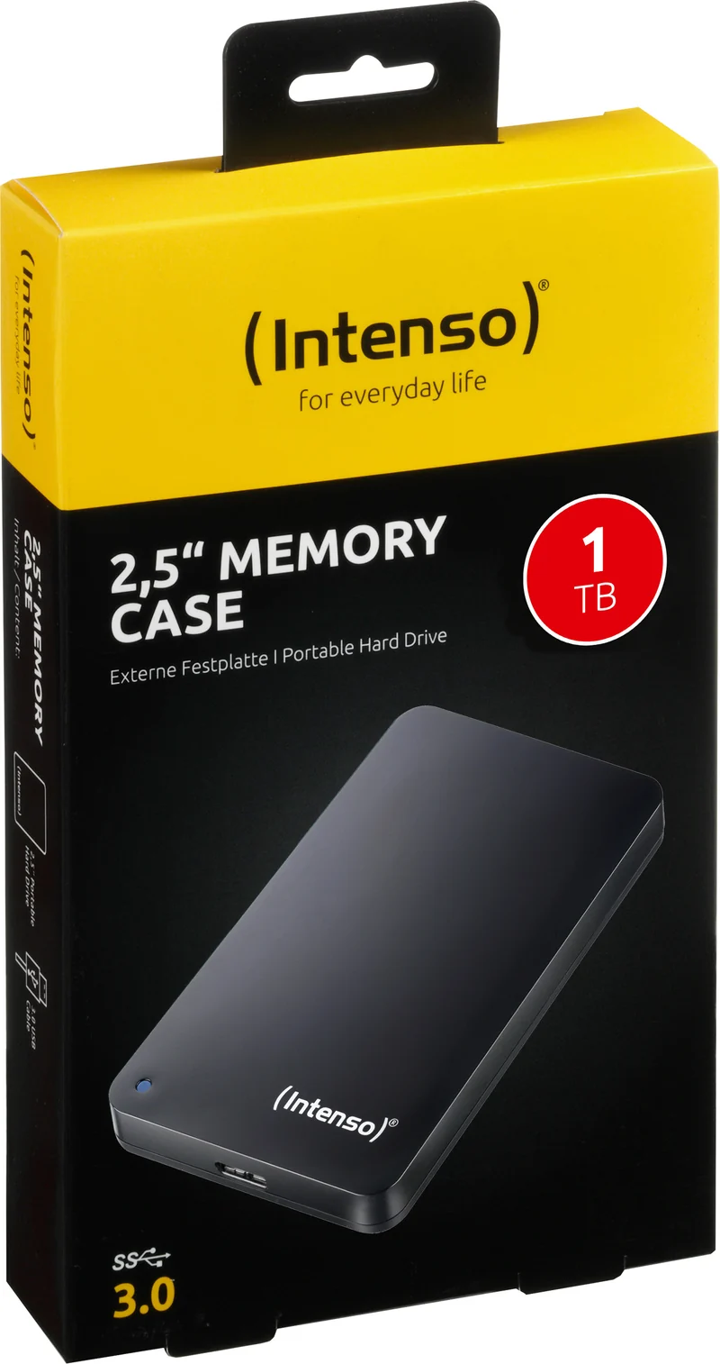 Intenso Festplatte 1TB, USB 3.0, 6.35cm (2.5''), schwarz Portable, Memory Case, Retail
