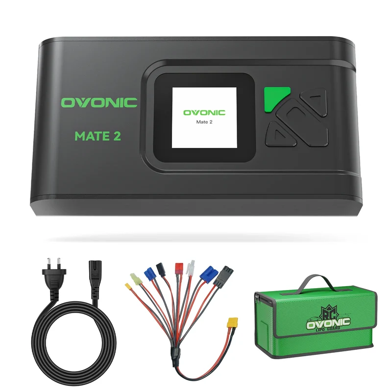 OVONIC Mate 2 200W 12 A Smart LiPo Balance Ladegerät mit LiPo Safe Bag für RC-Akkus (LiPo/Li-Ion/LiHV/LiFe 2–6S und NiMH 4–15S)