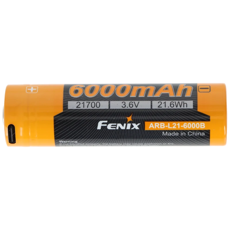 Fenix ARB-L21-6000B Li-Ion Akku, Typ 21700, 3,6V 6000mAh, mit USB-C Ladeanschluss