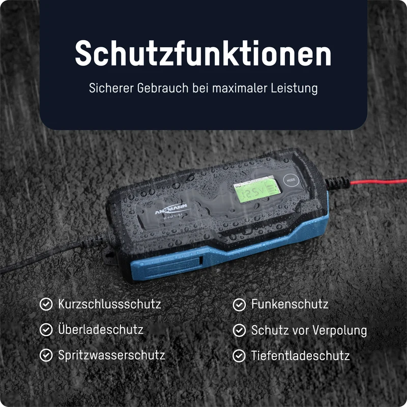 Ansmann BC 6-12V/6A 10-Stufen Kfz-Ladegerät für 6V und 12V Blei-Säure-, Blei-Gel- und Blei-Vlies-Batterien, sowie 12V LiFePO4 Batterien