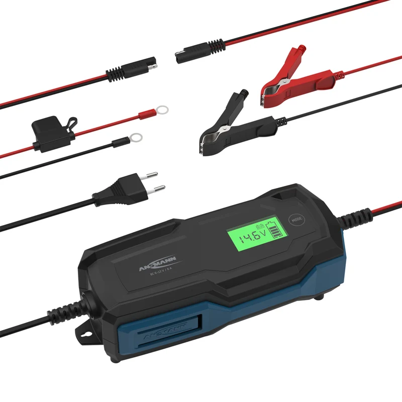 Ansmann BC 6-12V/4A 10-Stufen Kfz-Ladegerät für 6V und 12V Blei-Säure-, Blei-Gel- und Blei-Vlies-Batterien, sowie 12V LiFePO4 Batterien