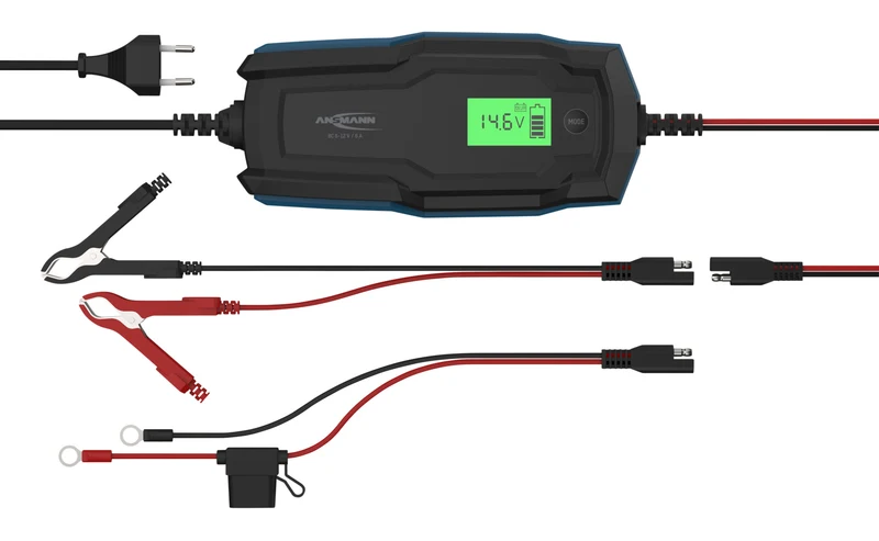Ansmann BC 6-12V/4A 10-Stufen Kfz-Ladegerät für 6V und 12V Blei-Säure-, Blei-Gel- und Blei-Vlies-Batterien, sowie 12V LiFePO4 Batterien