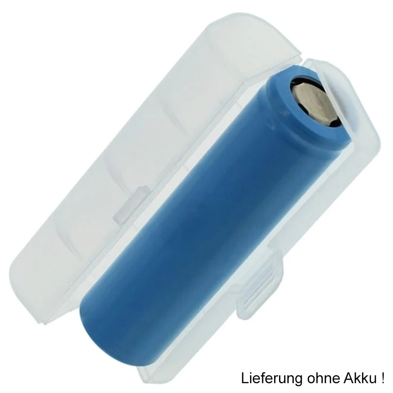 Accucell Universal AccuSafe Aufbewahrungsbox für 1 Stück 18650, 16650 Li-ion Akku, Farbe transparent, Innenmaße max. 64x18x18mm