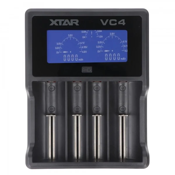 XTAR VC4 4-Kanal Li-Ion NiMH LCD Schnellladegerät für 18650, AA, AAA, C und D