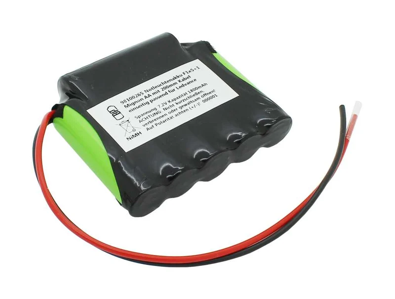 AccuCell Notleuchtenakku NiMH 7,2V 1800mAh F1x5+1 Mignon AA mit 200mm Kabel einseitig passend für Ledvance