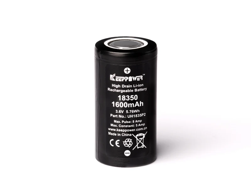 Keeppower 18350 - *1600mAh 3,6V - 3,7V Lithium-Ionen-Akku Entladestrom konstant 5A (Ampere)