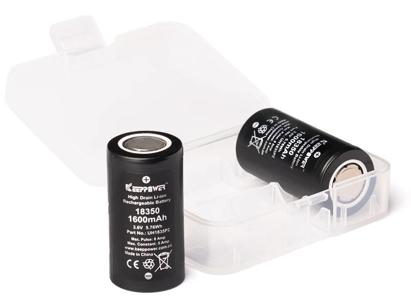 Keeppower 18350 - *1600mAh 3,6V - 3,7V Lithium-Ionen-Akku Entladestrom konstant 5A (Ampere)