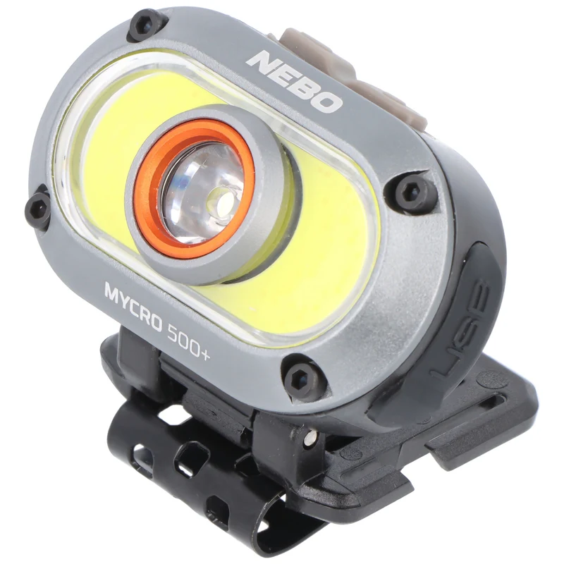 NEBO MYCRO 500+ Stirnlampe mit bis zu 500 Lumen und 90 Meter Leuchtweite, integrierter Akku 3,7V 235mAh Li-Polymer