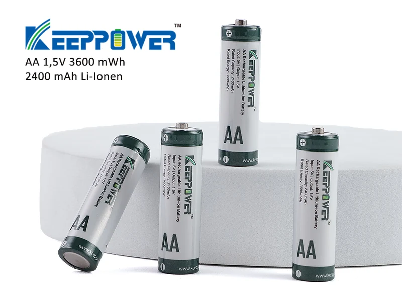 Keeppower I4 Ladegerät mit 4× 1,5V AA Li-Ion-Akkus – USB-C Eingang