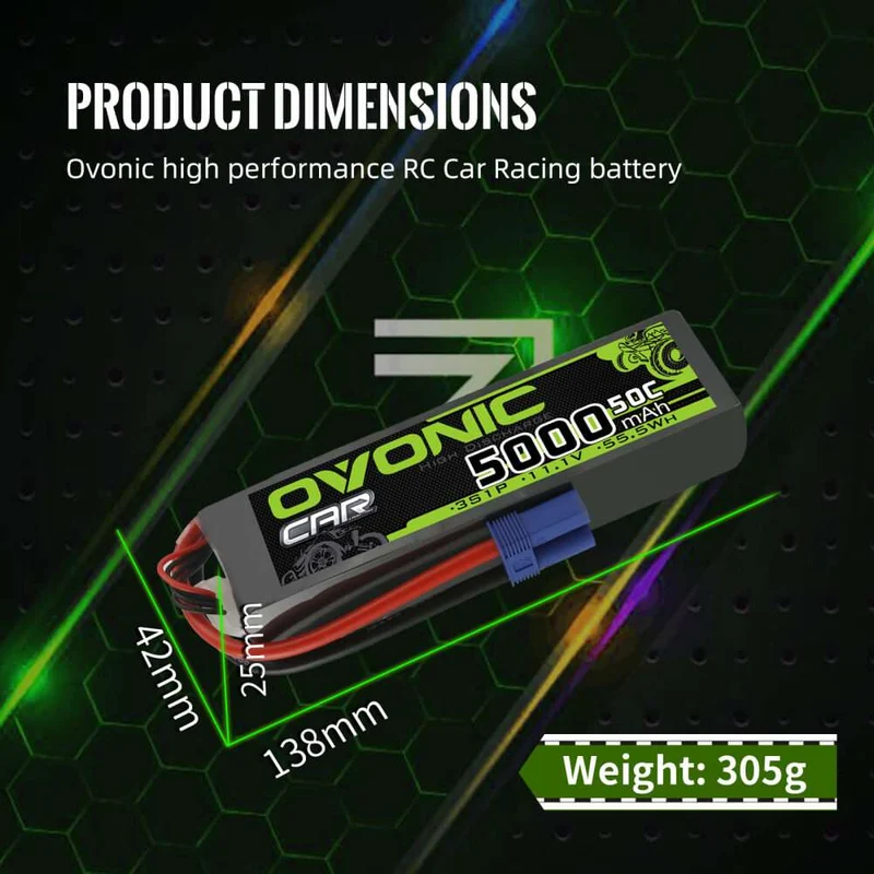 Ovonic Car 3S Lipo Akku 11,1V 5000mAh 50C LiPo-Akku mit EC5-Stecker