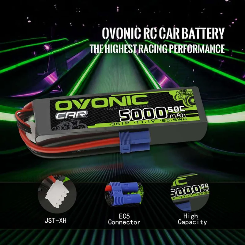 Ovonic Car 3S Lipo Akku 11,1V 5000mAh 50C LiPo-Akku mit EC5-Stecker