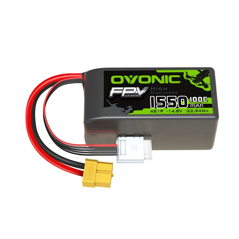 Ovonic FPV 4S LiPo-Akku 14,8V 1550mAh 100C LiPo-Akku mit XT60-Stecker
