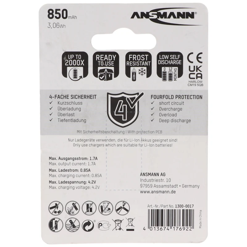 AccuCell 8x wiederaufladbare Akkus passend für Netgear ARLO VMC3030,ARLO VMC3230,ARLO VMC3330,ARLO VMC3430 3,7 Volt 850mAh + 2x Akku Aufbewahrungsbox Gratis !