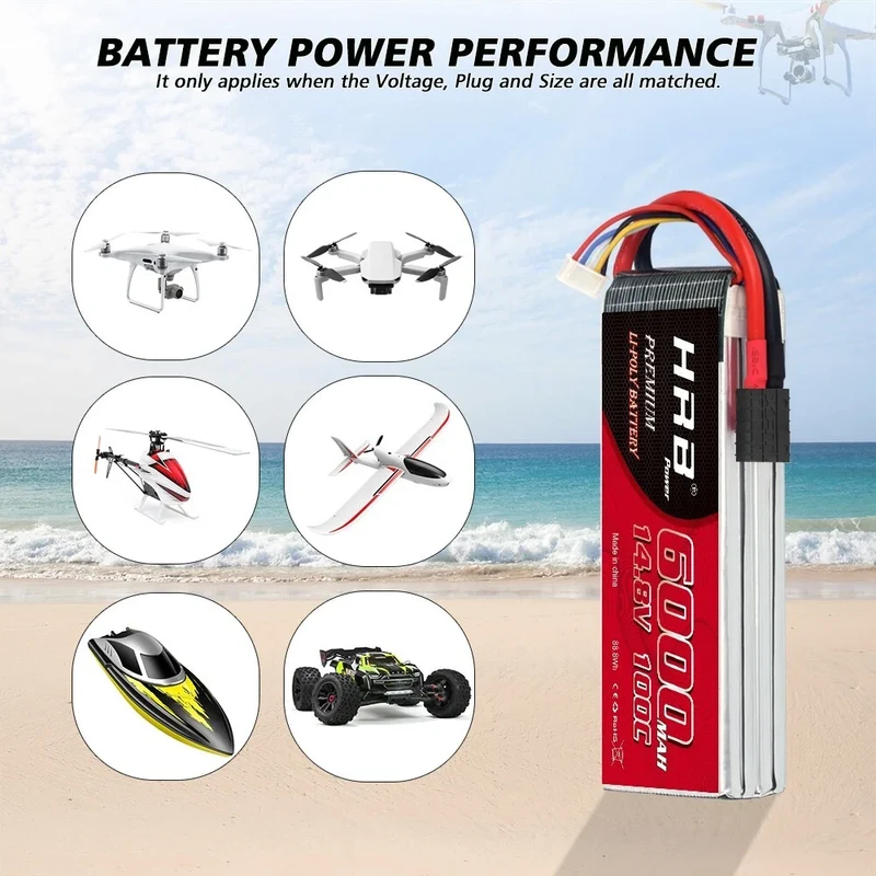 HRB LiPo Akku 4S 14,8V 6000mAh 100C TRX