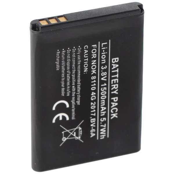 AccuCell Akku passend für Nokia 8110 4G 2017, BV-6A Li-Ion 3,8 Volt 53,2 x 38,0 x 5,9mm