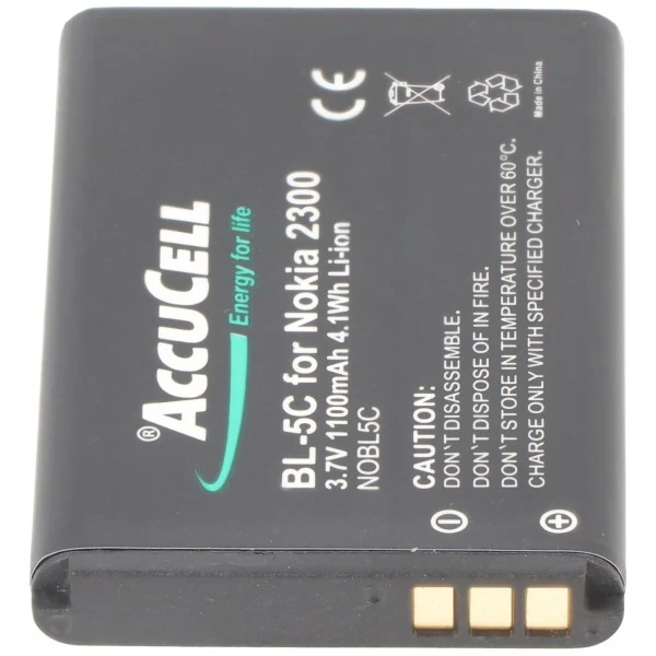 AccuCell BL-5C Akku für Nokia mit 1100mAh Akkutyp BL-5CA, BL-5CB, BR-5C, LN-4C , NKBF01