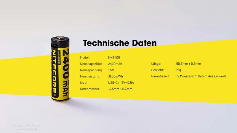 Nitecore Li-Ion Akku, 1,5V, USB-C, 2400mAh (4 St.)