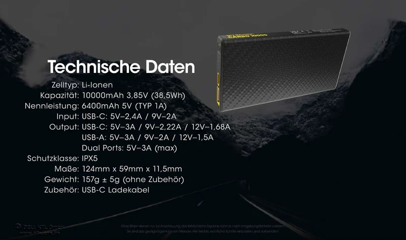 Nitecore Powerbank CARBO10000 - 10000mAh