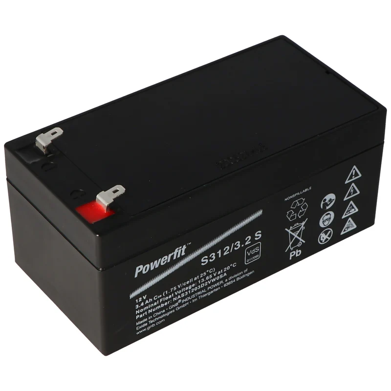 Exide Powerfit S312/3.2 S Blei Akku, Anschluss 4,8mm, VDS
