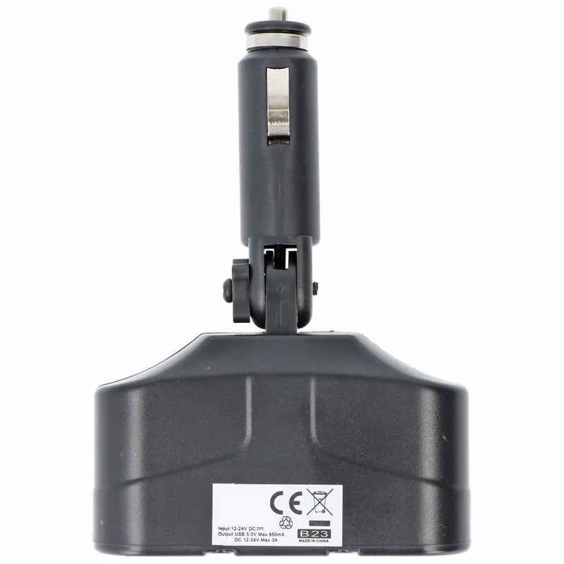 AccuCell KFZ-Adapter, Verteiler Zigarettenanzünder - Stecker auf 2x Kupplung + USB