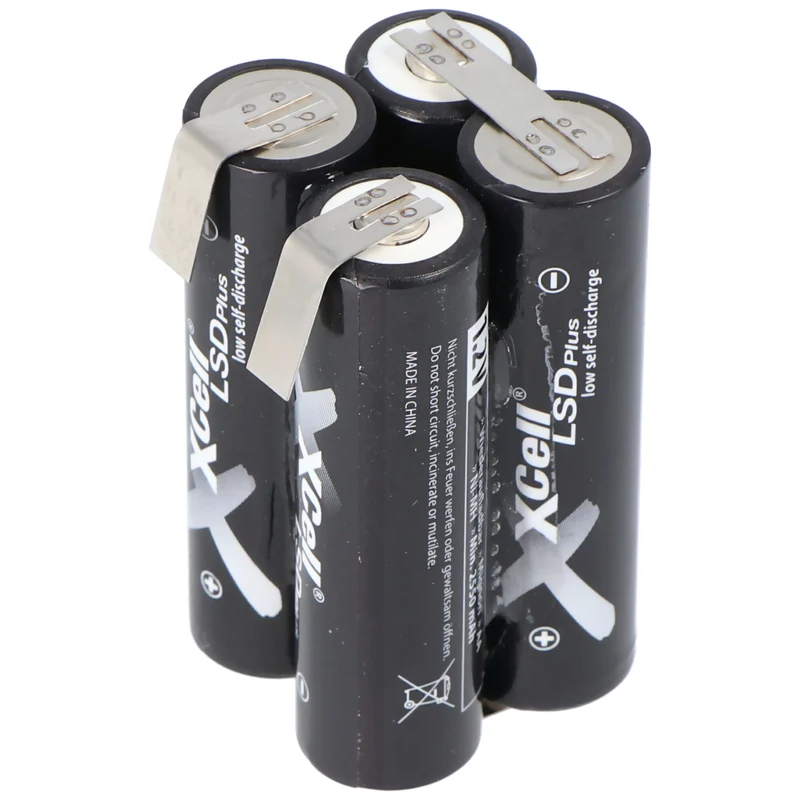AccuCell Akku passend für Makita 6722D, 6722DW, 6723DW, ersetzt Makita TL00000012 CS-MKT672PW, 4 x APFT2100-1 4er-Würfel NiMH Mignon AA AkkuPack 4,8 Volt mit Anschlussfahnen