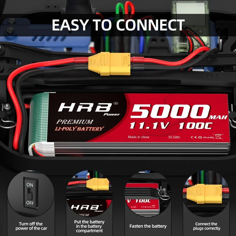 HRB 3S 5000mAh 11,1V 100C LiPo-Akku mit XT90 (2 St.)