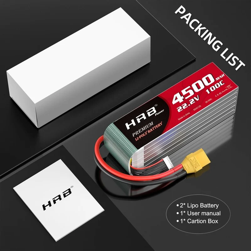 HRB Premium Line 6S 4500mAh 22,2V 100C XT90 LiPo Akku (2 Stück)