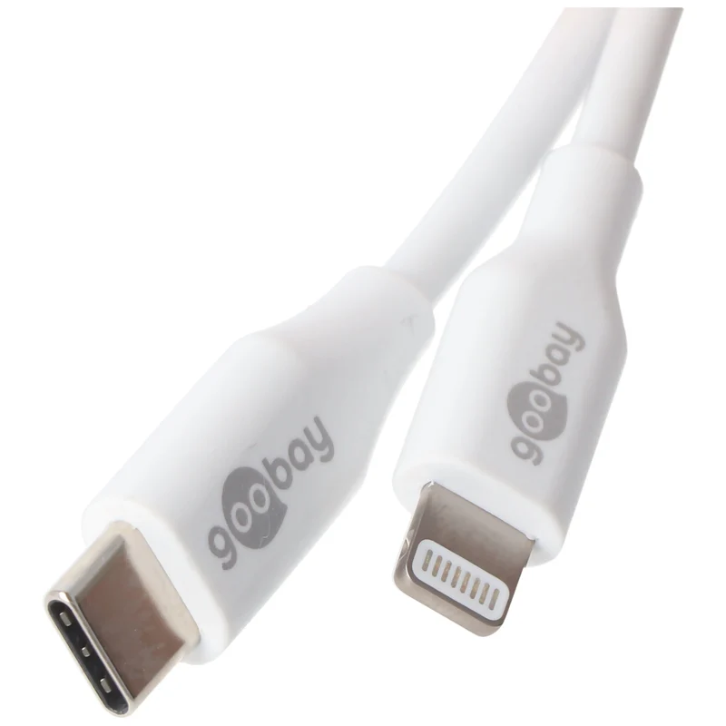 Goobay Lightning USB-C Lade- und Synchronisationskabel, das MFi-Kabel für Apple iPhone, iPad, weiß