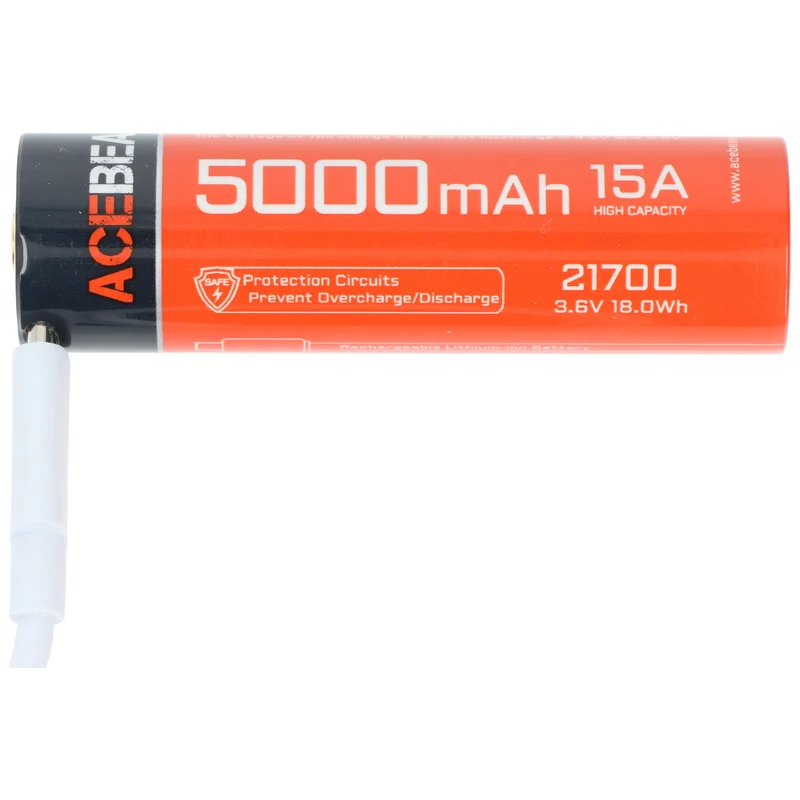AceBeam 21700 Li-ion Akku 5000mAh, USB-C, max. Entladestrom 15A, 76,2 x 21,7mm