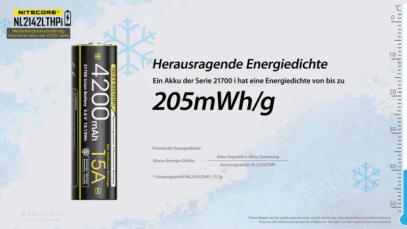 Nitecore Li-Ion Akku Typ 21700 - 4200mAh LTHPi, Low Temperature