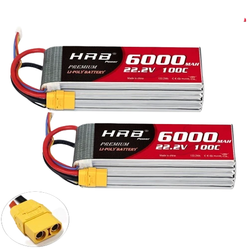HRB 6S 6000mAh 22,2V XT90 100C LiPo Akku (2 Stück)