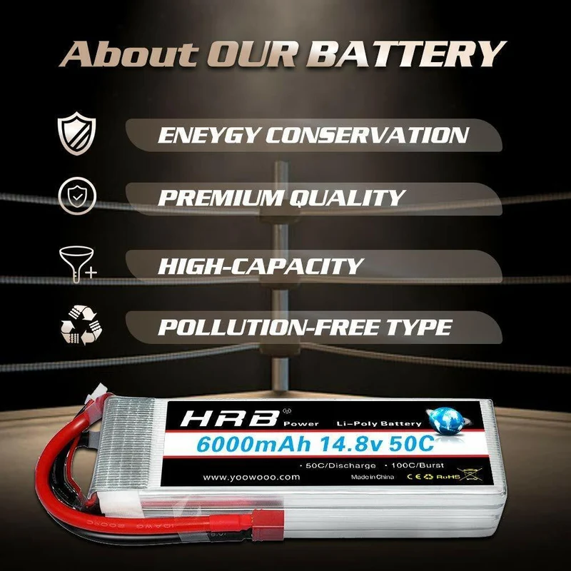 HRB 4S 6000mAh 14,8V 50C Deans T Stecker LiPo Akku