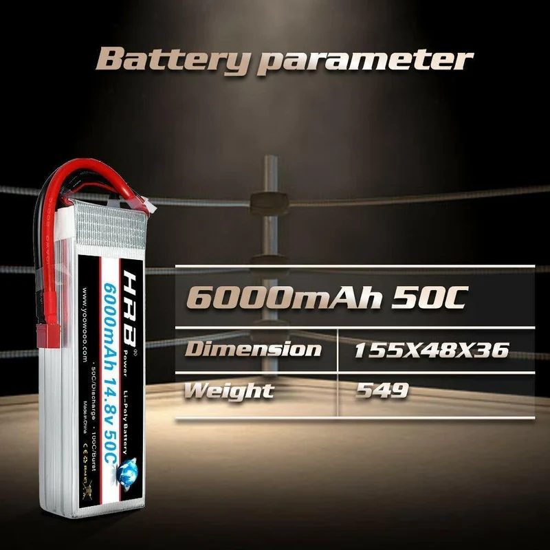 HRB 4S 6000mAh 14,8V 50C Deans T Stecker LiPo Akku