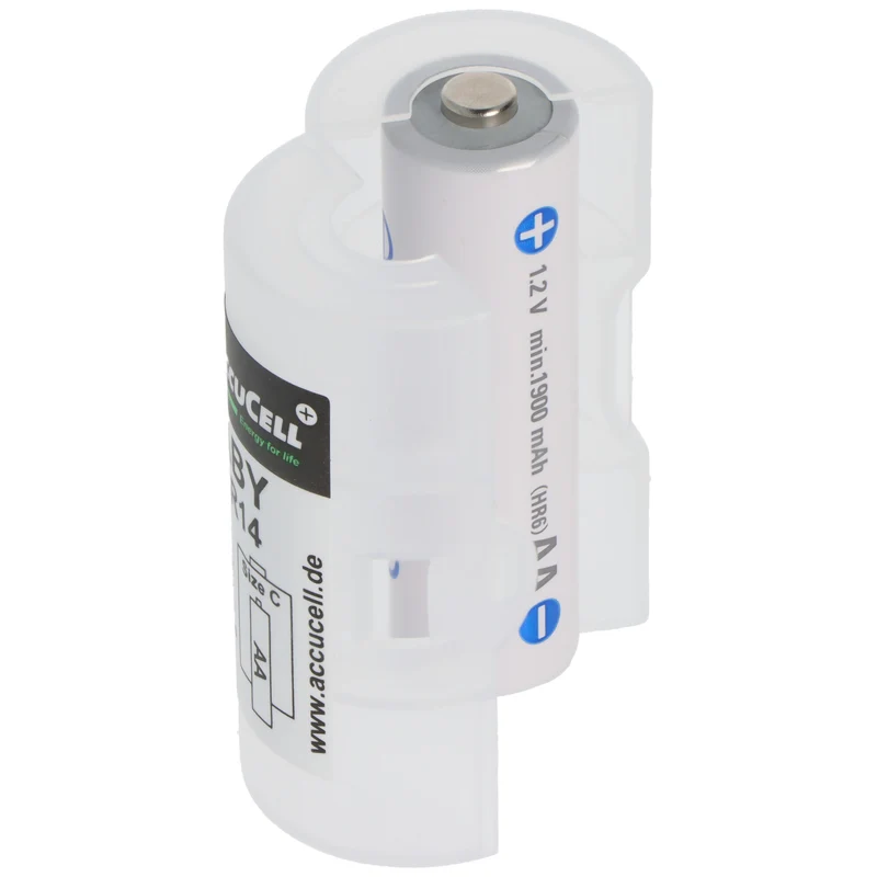 2x AccuCell Adapter C, Baby, LR14 und Panasonic eneloop 2-Pack BK-3MCDE/2BE Akku NiMH, Mignon, AA, HR06, 1.2V und 2000mAh