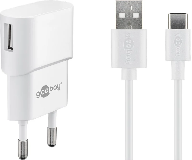 Goobay USB-C™ Ladeset 1 A - Netzteil mit Type-C™ Kabel 1m (weiß)