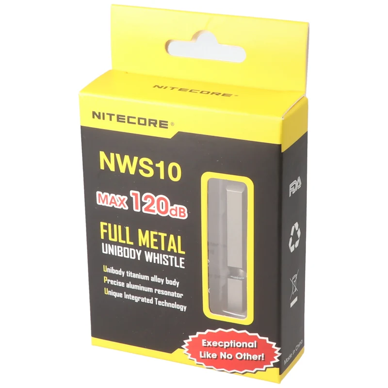 Nitecore NWS10 Einkammer-Notsignal Pfeife aus Titan gefertigt, 120db inkl. Schlüsselring