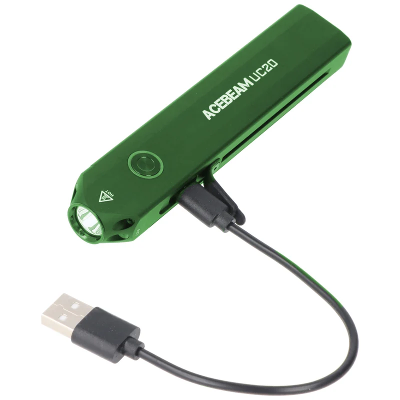 AceBeam UC20 LED-Taschenlampe grün mit bis zu 1000 Lumen, 3 Lichtquellen, ultraflach, wiederaufladbar