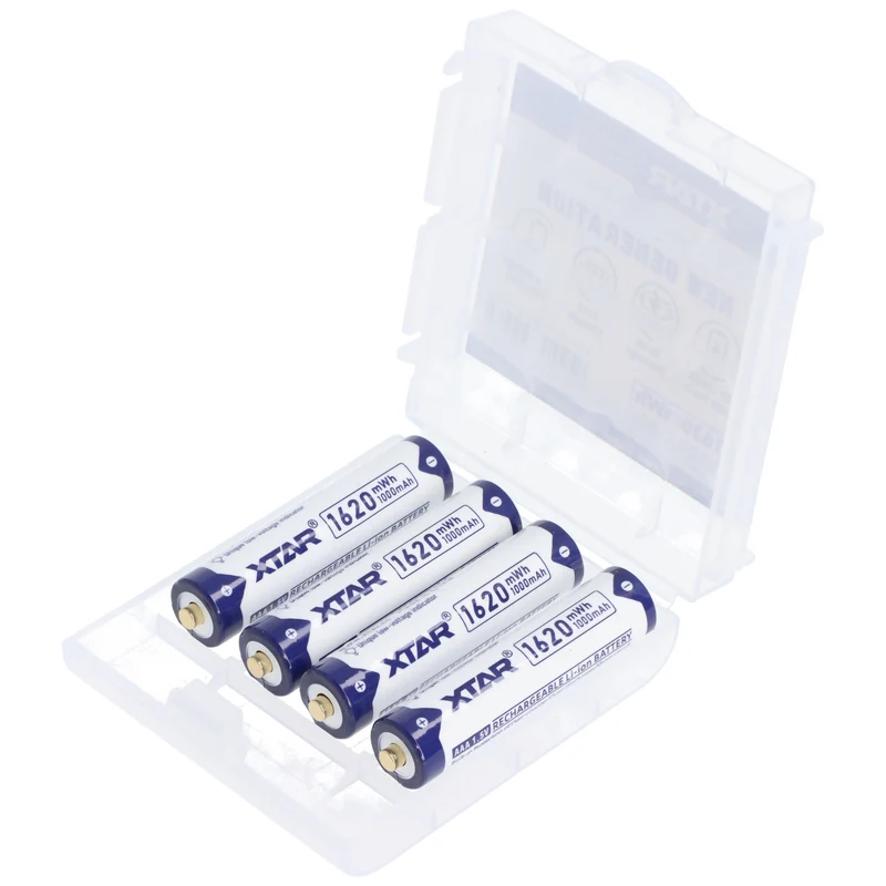 XTAR AAA Micro LR03, Li-Ion Akku, 1,5V, 1000mAh, 1620mWh, Aufladbar mit LED-Indikator, mit Aufbewahrungsbox (4 St.)