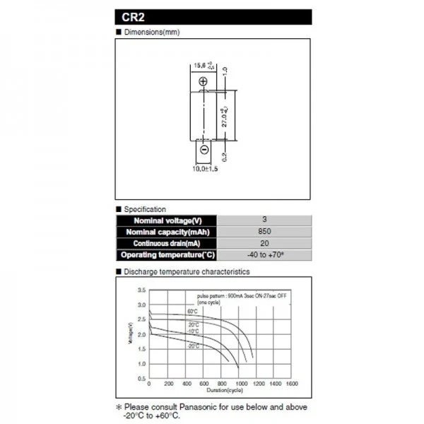Panasonic CR2 Photo-Lithium Batterie CR-2, CR2EP, DL CR2