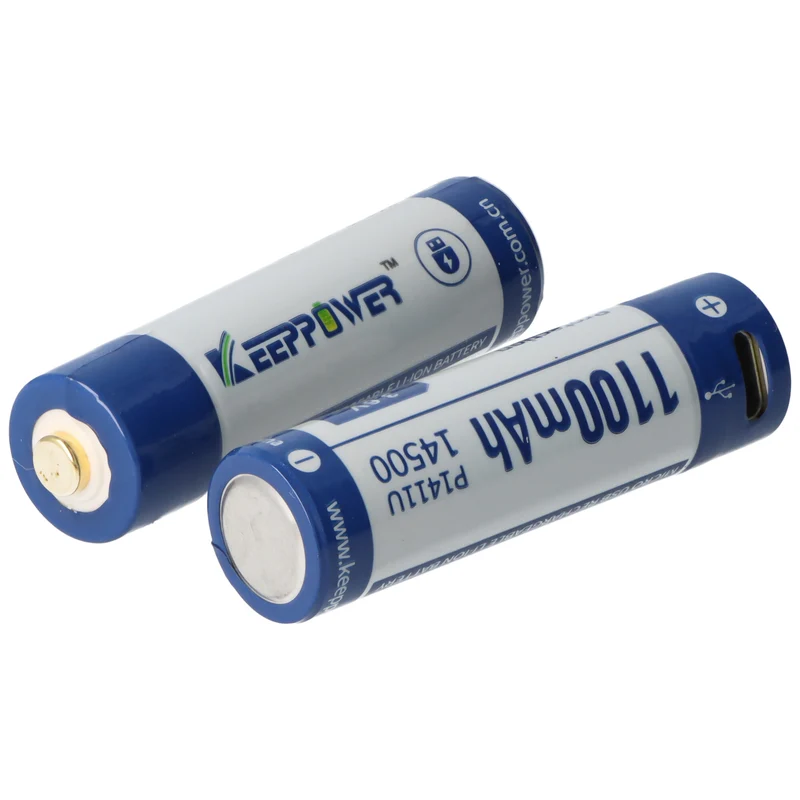 Keeppower Li-ion Akku 14500 mit 1100mAh 3,7V, 50,3x14,2mm, mit USB Lademöglichkeit