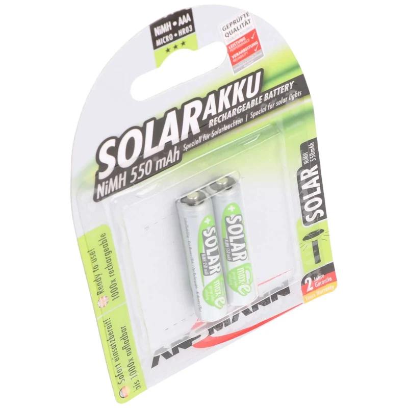 Ansmann Solar Micro / AAA Green 2er Pack perfekt für Solarleuchten