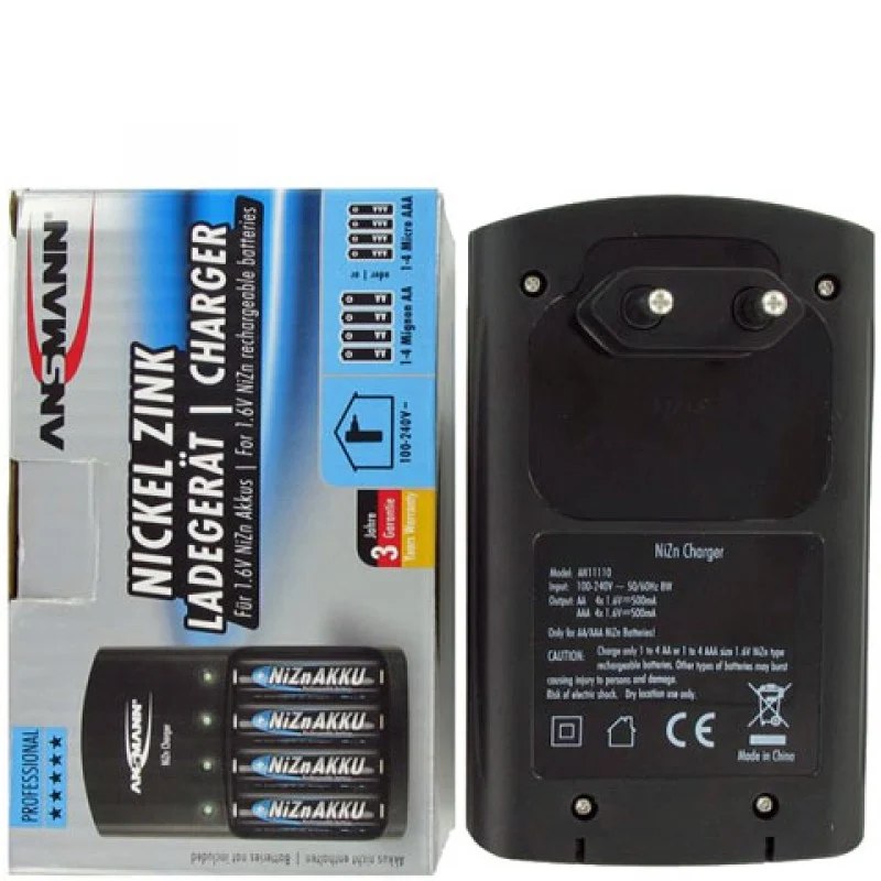 Ansmann Schnell-Ladegerät für NiZn 1,6 Volt Akku 900mWh und 2500mWh