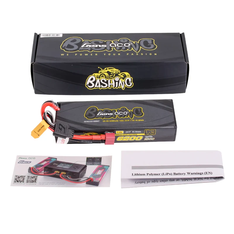 Gens Ace Bashing 2S LiPo Akku 6200mAh 7,4V 100C Hardcase LiPo-Akku mit Deans-Stecker