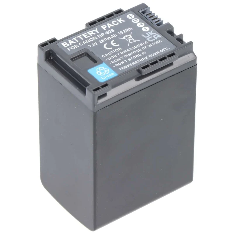 AccuCell Akku passend für Canon Vixia HF G30, Canon BP-828, Canon BP-820, 7,4V 2600mAh