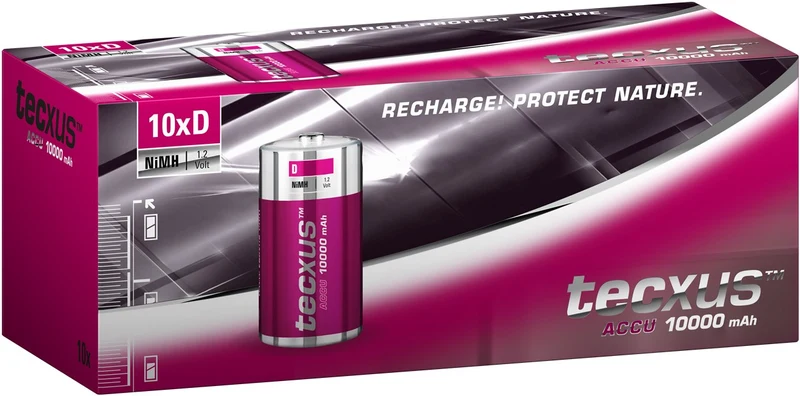 Tecxus D (Mono)/HR20 - 10000 mAh - Nickel-Metallhydrid Akku (NiMH), 1,2 V