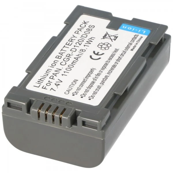 AccuCell Akku passend für Panasonic CGR-D120, CGR-D08S, DZ-BP16, VSB0418, CGP-D110, CGR-D08A/1B, CGR-D08SE/1B, DZ-BP14, CGR-D120E/1B, DZ-BP28, VW-VBD21, CGP-D320T1B, CGR-D08R, CGR-D120, DZ-BP14R, CGR-D120T, CG