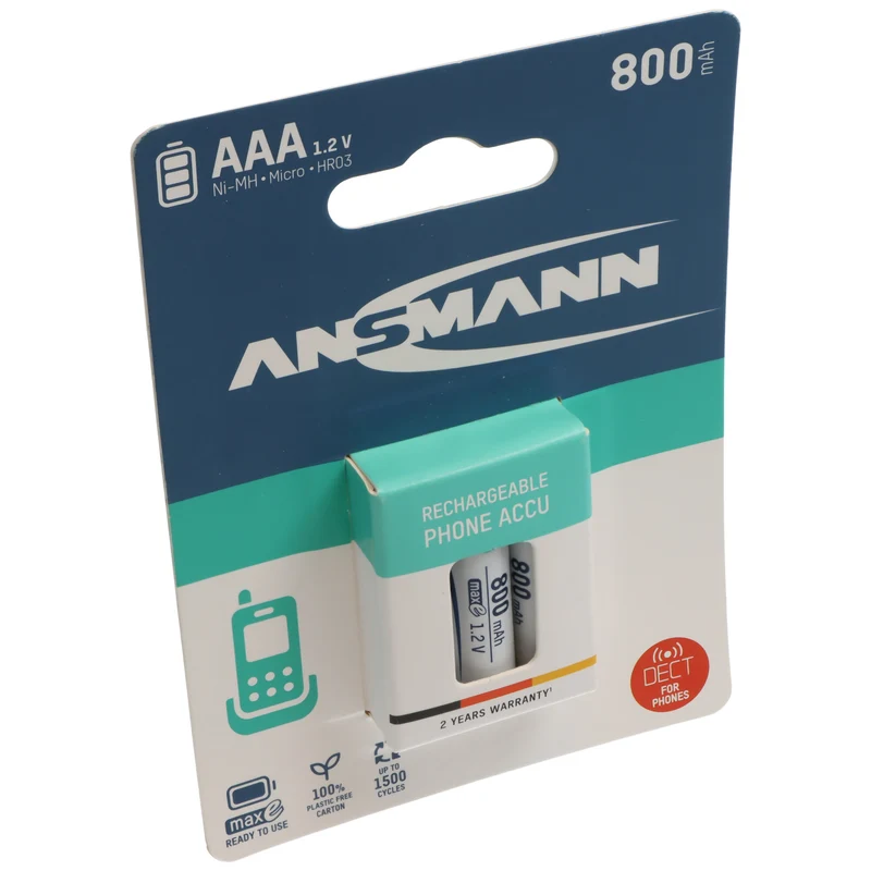 Ansmann Telefon Akku AAA NiMH 800mAh ideal für schnurlose DECT Telefon