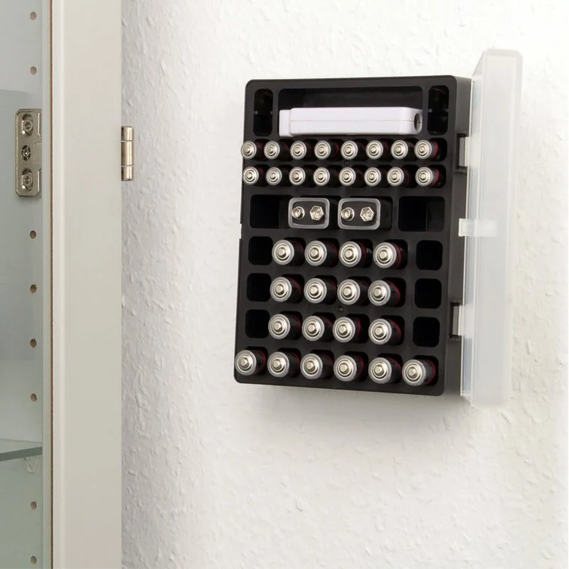 Ansmann Akku und Batterien Aufbewahrungs-Box für bis zu 24x AA, 16x AAA, 4x 9V, inklusive Tester