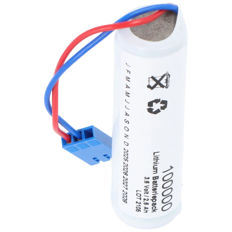 Saft LS14500 3,6 Volt 2600mAh mit Kabel und Stecker, 3-poliger Stecker, 2fach belegt